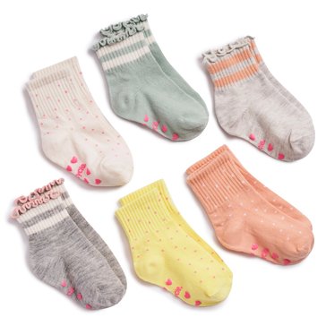 WeCycle Infant Girls' Mid-Crew Socks, 6-Pack