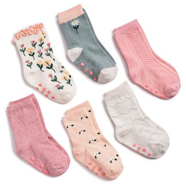 WeCycle Toddler Girls' Crew Socks, 6-Pack