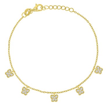 Lulea CZ Butterfly Dangle Charm Bracelet