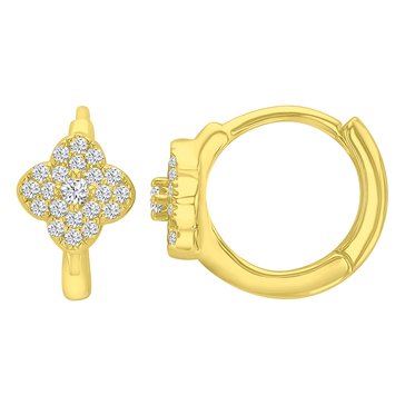 Lulea CZ Clover Station Huggie Hoop Earrings