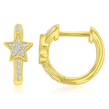 Lulea CZ Star Station Pave Huggie Hoop Earrings