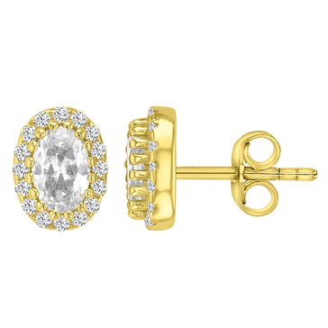 Lulea CZ Oval Cut Halo Stud Earrings