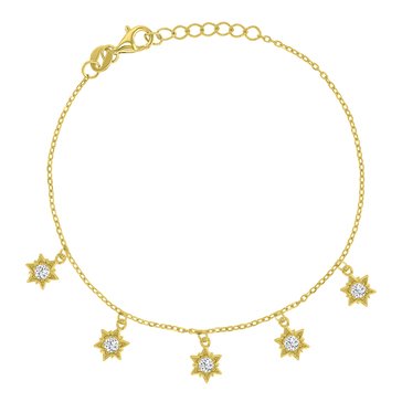Lulea CZ Star Dangle Charm Bracelet