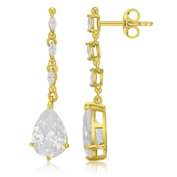 Lulea CZ with Marquise Accents Pear Cut Drop Earrings