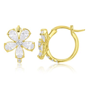 Lulea CZ Flower Huggie Hoop Earrings