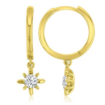 Lulea CZ Starburst Dangle Hoop Earrings