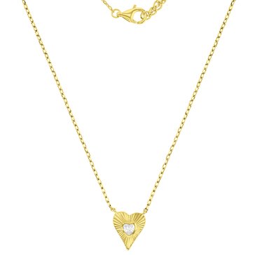 Lulea CZ Sunburst Heart Pendant Necklace