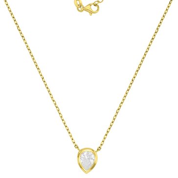 Lulea CZ Pear Cut Bezel Pendant Necklace