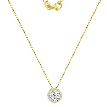 Lulea CZ Round Cut Halo Pendant Necklace