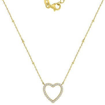 Lulea CZ Open Heart Bead Station Chain Necklace