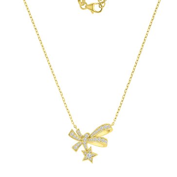 Lulea CZ Bow and Star Pendant Necklace