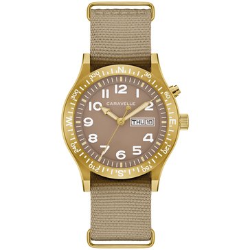 Caravelle Men's Field Vintage Strap Watch