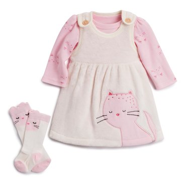 Wanderling Newborn Girl Sherpa Jumper Set, 3-Piece