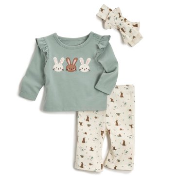 Wanderling Newborn Girls' Legging Headband Set, 3-Piece
