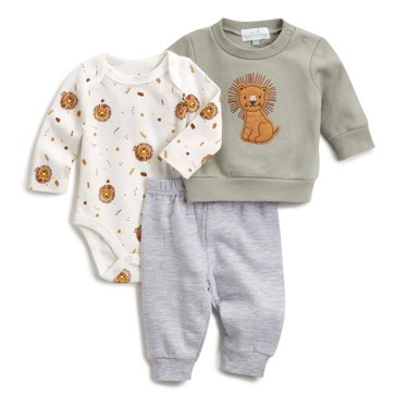 Wanderling Newborn Boys' Fleece Ribbed Jogger Set, 3-Piece