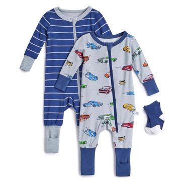 Sleep On It Infant Boys' Bamboo Coverall with Socks, 2-Pack