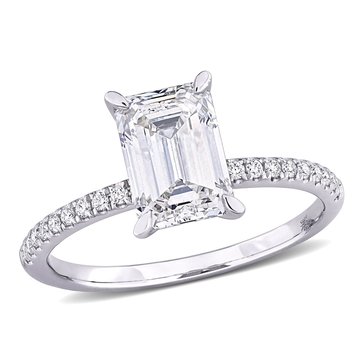Created Forever 2 1/6 cttw Lab Grown Diamond Emerald Cut Ring with Pave Band