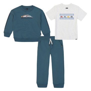 Quiksilver Toddler Boys' Sweatshirt Tee and Jogger, 3-Piece Set