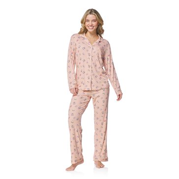 Shabby Chic Poly Rib Notch Collar Pajama Set