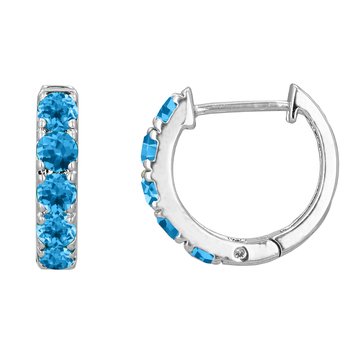 Swiss Blue Topaz Hoop Earrings