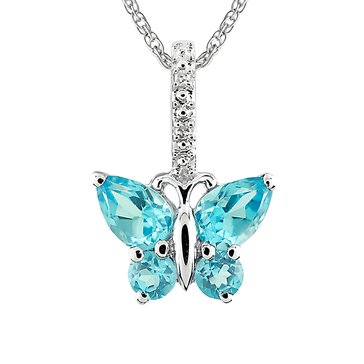 Swiss Blue Topaz Butterfly Pendant
