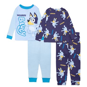 Bluey Toddler Boys' Long Sleeve Tight Fit Pajama Set, 4-Piece