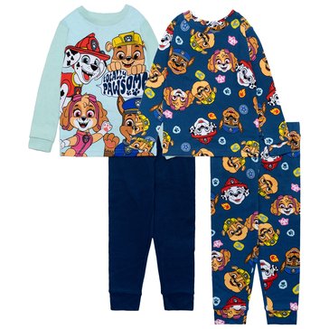 Paw Patrol Toddler Boys' Long Sleeve Tight Fit Pajama Set, 4-Piece