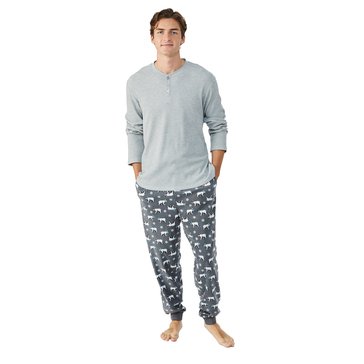 PLD Men's Waffle Crew Bear Pajama Set