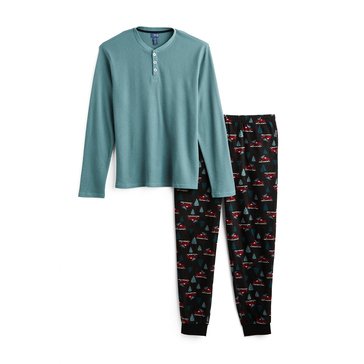 PLD Men's Waffle Crew Truck Pajama Set