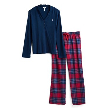 Martha Stewart Women's Plaid Henley Sleep Set