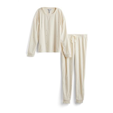 Peace Love & Dreams Women's Packaged Stars Velour Pajama Set