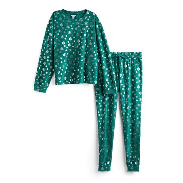Peace Love & Dreams Women's Packaged Snowflake Velour Pajama Set