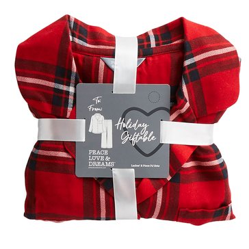 Peace Love & Dreams Women's Packaged Plaid Notch Collar Set