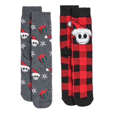 Disney Men's The Nightmare Before Christmas Holiday Crew Socks, 2- Pack