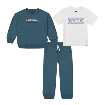 Quiksilver Baby Boys' Sweatshirt Tee and Jogger, 3-Piece Set