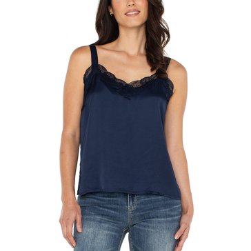 Liverpool Women's Lace Trimmed Woven Tank