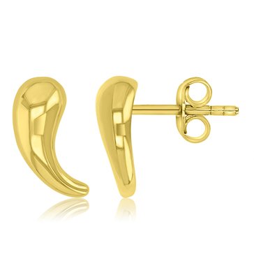 Bold Metal Abstract Curved Stud Earrings