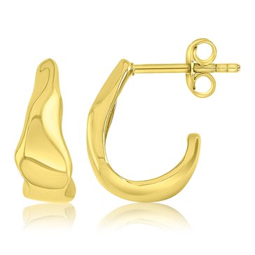 Bold Metal Molten Curved Huggie Earrings