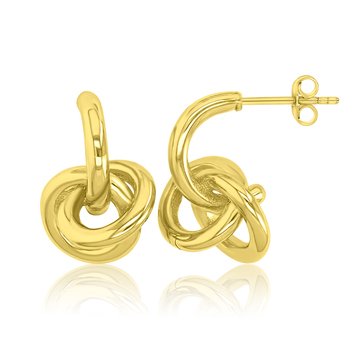 Bold Metal Polished Abstract Knot Earrings