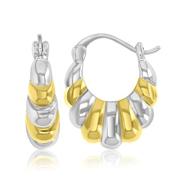 Bold Metal Puffy Textured Hoop Earrings