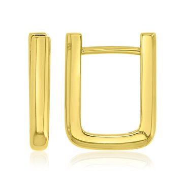 Bold Metal Polished Rectangular Huggie Earrings
