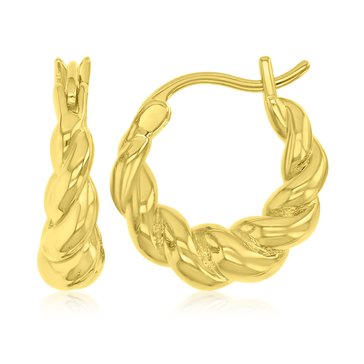 Bold Metal Puffy Spiral Hoop Earrings