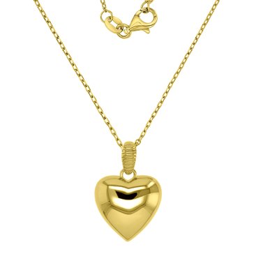 Bold Metal Polished Puff Heart Pendant