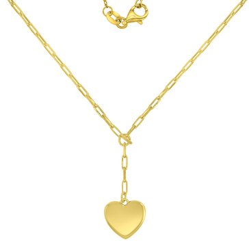 Bold Metal Polished Heart Dangle Necklace