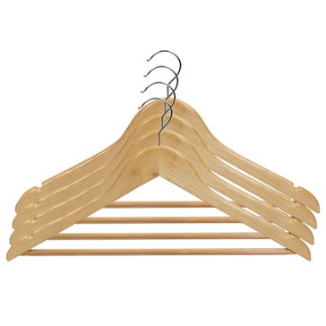 Home Basics Non-Slip Natural Wood Hangers, Set of 5