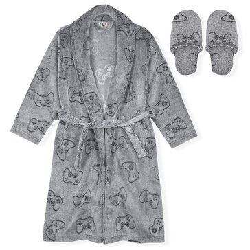 Sleep On It Big Boys' Robe And Slippers Set