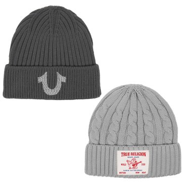 True Religion Women's 2-Piece Ribbed Beanie With Embroidery Beanie Set