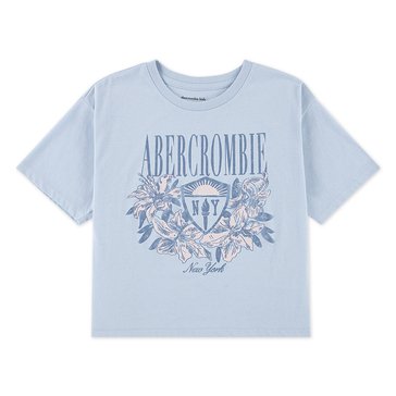 Abercrombie & Fitch Big Girls' Floral NY Crest Boxy Tee