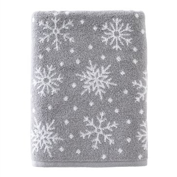 Saturday Knight Scattered Snowflakes Bath Towel