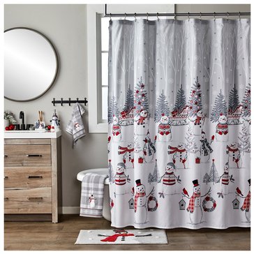Saturday Knight Whistling Snowman Shower Curtain Set